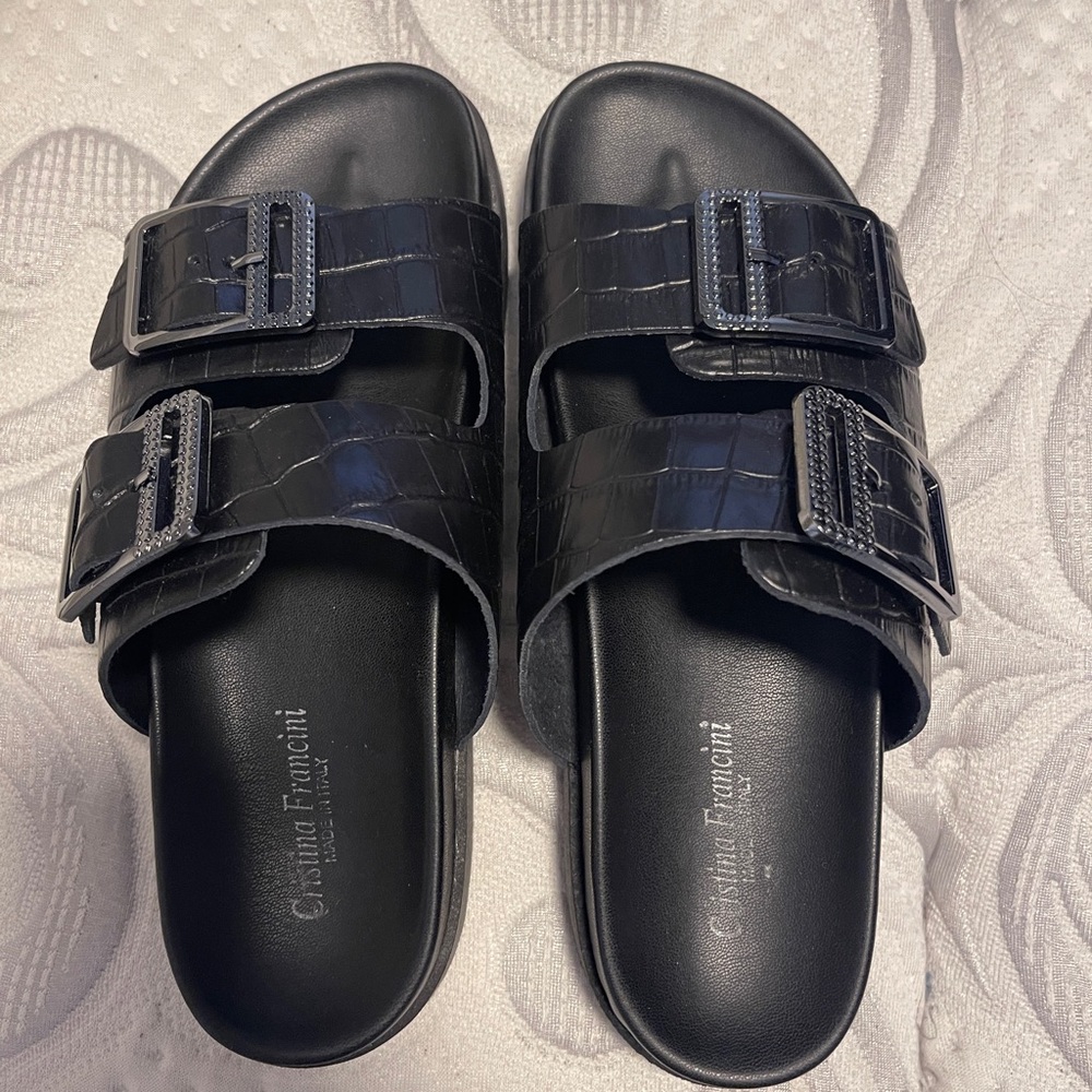 Cristina Francini Leather Dual Band Sandals - Size 7.5 - Never Worn!